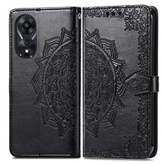 Coque Portefeuille Motif Fantaisie Livre Cuir Etui Clapet pour Oppo A18 Noir