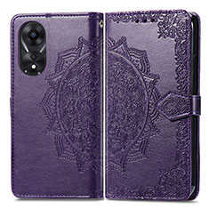 Coque Portefeuille Motif Fantaisie Livre Cuir Etui Clapet pour Oppo A18 Violet