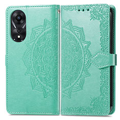 Coque Portefeuille Motif Fantaisie Livre Cuir Etui Clapet pour Oppo A38 Vert