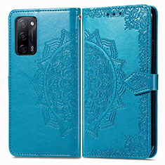 Coque Portefeuille Motif Fantaisie Livre Cuir Etui Clapet pour Oppo A53s 5G Bleu