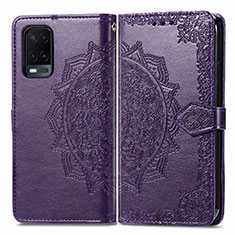 Coque Portefeuille Motif Fantaisie Livre Cuir Etui Clapet pour Oppo A54 4G Violet