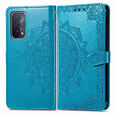 Coque Portefeuille Motif Fantaisie Livre Cuir Etui Clapet pour Oppo A54 5G Bleu