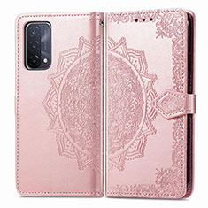 Coque Portefeuille Motif Fantaisie Livre Cuir Etui Clapet pour Oppo A54 5G Or Rose