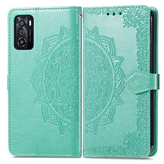 Coque Portefeuille Motif Fantaisie Livre Cuir Etui Clapet pour Oppo A55S 5G Vert