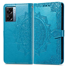 Coque Portefeuille Motif Fantaisie Livre Cuir Etui Clapet pour Oppo A57 5G Bleu