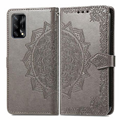 Coque Portefeuille Motif Fantaisie Livre Cuir Etui Clapet pour Oppo A74 4G Gris