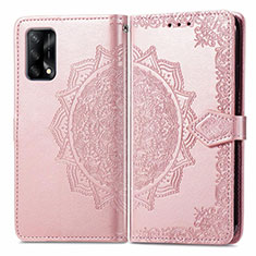 Coque Portefeuille Motif Fantaisie Livre Cuir Etui Clapet pour Oppo A74 4G Or Rose