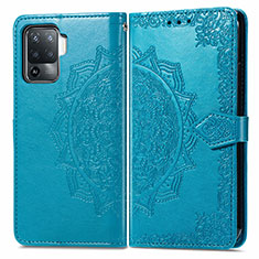 Coque Portefeuille Motif Fantaisie Livre Cuir Etui Clapet pour Oppo A94 4G Bleu