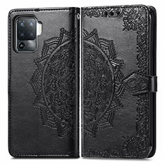 Coque Portefeuille Motif Fantaisie Livre Cuir Etui Clapet pour Oppo A94 4G Noir