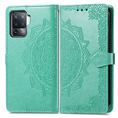 Coque Portefeuille Motif Fantaisie Livre Cuir Etui Clapet pour Oppo A94 4G Vert