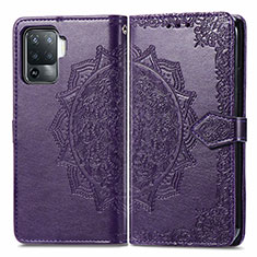 Coque Portefeuille Motif Fantaisie Livre Cuir Etui Clapet pour Oppo A94 4G Violet