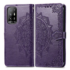 Coque Portefeuille Motif Fantaisie Livre Cuir Etui Clapet pour Oppo A94 5G Violet