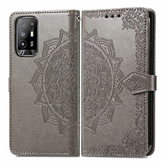 Coque Portefeuille Motif Fantaisie Livre Cuir Etui Clapet pour Oppo A95 5G Gris