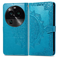 Coque Portefeuille Motif Fantaisie Livre Cuir Etui Clapet pour Oppo Find X6 5G Bleu