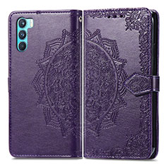 Coque Portefeuille Motif Fantaisie Livre Cuir Etui Clapet pour Oppo K9 Pro 5G Violet