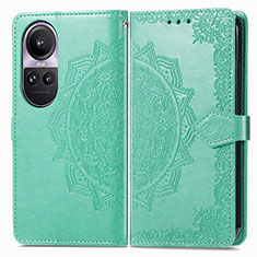 Coque Portefeuille Motif Fantaisie Livre Cuir Etui Clapet pour Oppo Reno10 5G Vert