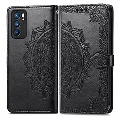 Coque Portefeuille Motif Fantaisie Livre Cuir Etui Clapet pour Oppo Reno6 5G Noir