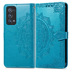 Coque Portefeuille Motif Fantaisie Livre Cuir Etui Clapet pour Oppo Reno6 Pro 5G Bleu