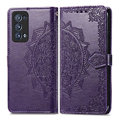 Coque Portefeuille Motif Fantaisie Livre Cuir Etui Clapet pour Oppo Reno6 Pro 5G Violet