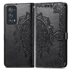 Coque Portefeuille Motif Fantaisie Livre Cuir Etui Clapet pour Oppo Reno6 Pro+ Plus 5G Noir