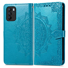 Coque Portefeuille Motif Fantaisie Livre Cuir Etui Clapet pour Oppo Reno6 Z 5G Bleu