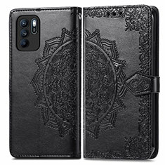 Coque Portefeuille Motif Fantaisie Livre Cuir Etui Clapet pour Oppo Reno6 Z 5G Noir