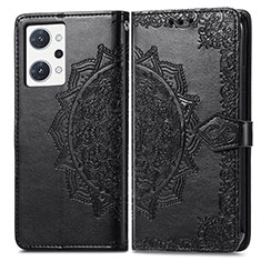 Coque Portefeuille Motif Fantaisie Livre Cuir Etui Clapet pour Oppo Reno7 A Noir