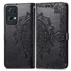 Coque Portefeuille Motif Fantaisie Livre Cuir Etui Clapet pour Oppo Reno7 Pro 5G Noir