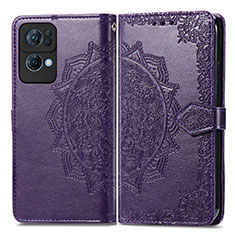 Coque Portefeuille Motif Fantaisie Livre Cuir Etui Clapet pour Oppo Reno7 Pro 5G Violet