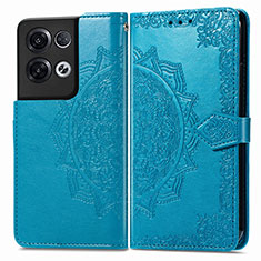 Coque Portefeuille Motif Fantaisie Livre Cuir Etui Clapet pour Oppo Reno8 Pro 5G Bleu