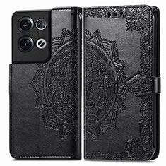 Coque Portefeuille Motif Fantaisie Livre Cuir Etui Clapet pour Oppo Reno8 Pro 5G Noir