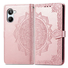 Coque Portefeuille Motif Fantaisie Livre Cuir Etui Clapet pour Realme 10 Pro 5G Or Rose