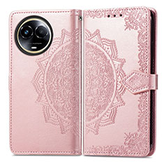 Coque Portefeuille Motif Fantaisie Livre Cuir Etui Clapet pour Realme 11 5G Or Rose