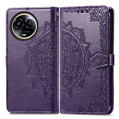 Coque Portefeuille Motif Fantaisie Livre Cuir Etui Clapet pour Realme 11 5G Violet