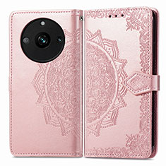 Coque Portefeuille Motif Fantaisie Livre Cuir Etui Clapet pour Realme 11 Pro 5G Or Rose