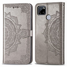 Coque Portefeuille Motif Fantaisie Livre Cuir Etui Clapet pour Realme 7i RMX2193 Gris