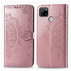 Coque Portefeuille Motif Fantaisie Livre Cuir Etui Clapet pour Realme 7i RMX2193 Or Rose