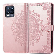 Coque Portefeuille Motif Fantaisie Livre Cuir Etui Clapet pour Realme 8 4G Or Rose