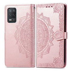 Coque Portefeuille Motif Fantaisie Livre Cuir Etui Clapet pour Realme 8 5G Or Rose