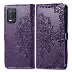 Coque Portefeuille Motif Fantaisie Livre Cuir Etui Clapet pour Realme 8 5G Violet