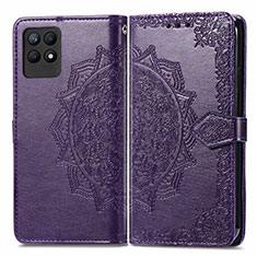 Coque Portefeuille Motif Fantaisie Livre Cuir Etui Clapet pour Realme 8i Violet