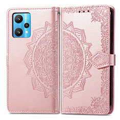 Coque Portefeuille Motif Fantaisie Livre Cuir Etui Clapet pour Realme 9 4G Or Rose