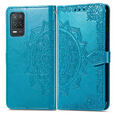 Coque Portefeuille Motif Fantaisie Livre Cuir Etui Clapet pour Realme 9 5G India Bleu