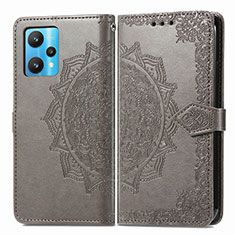 Coque Portefeuille Motif Fantaisie Livre Cuir Etui Clapet pour Realme 9 Pro+ Plus 5G Gris