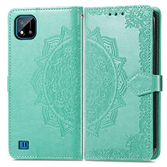 Coque Portefeuille Motif Fantaisie Livre Cuir Etui Clapet pour Realme C11 (2021) Vert