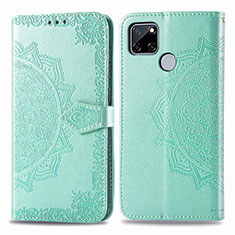 Coque Portefeuille Motif Fantaisie Livre Cuir Etui Clapet pour Realme C12 Vert