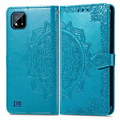 Coque Portefeuille Motif Fantaisie Livre Cuir Etui Clapet pour Realme C20 Bleu