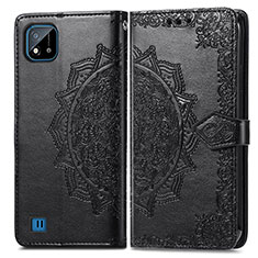 Coque Portefeuille Motif Fantaisie Livre Cuir Etui Clapet pour Realme C20 Noir