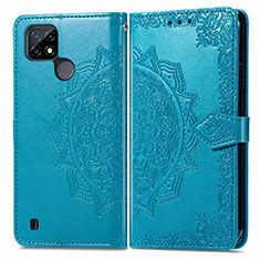 Coque Portefeuille Motif Fantaisie Livre Cuir Etui Clapet pour Realme C21 Bleu