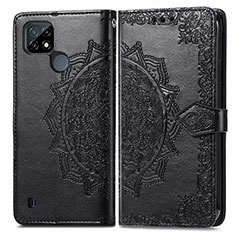 Coque Portefeuille Motif Fantaisie Livre Cuir Etui Clapet pour Realme C21 Noir